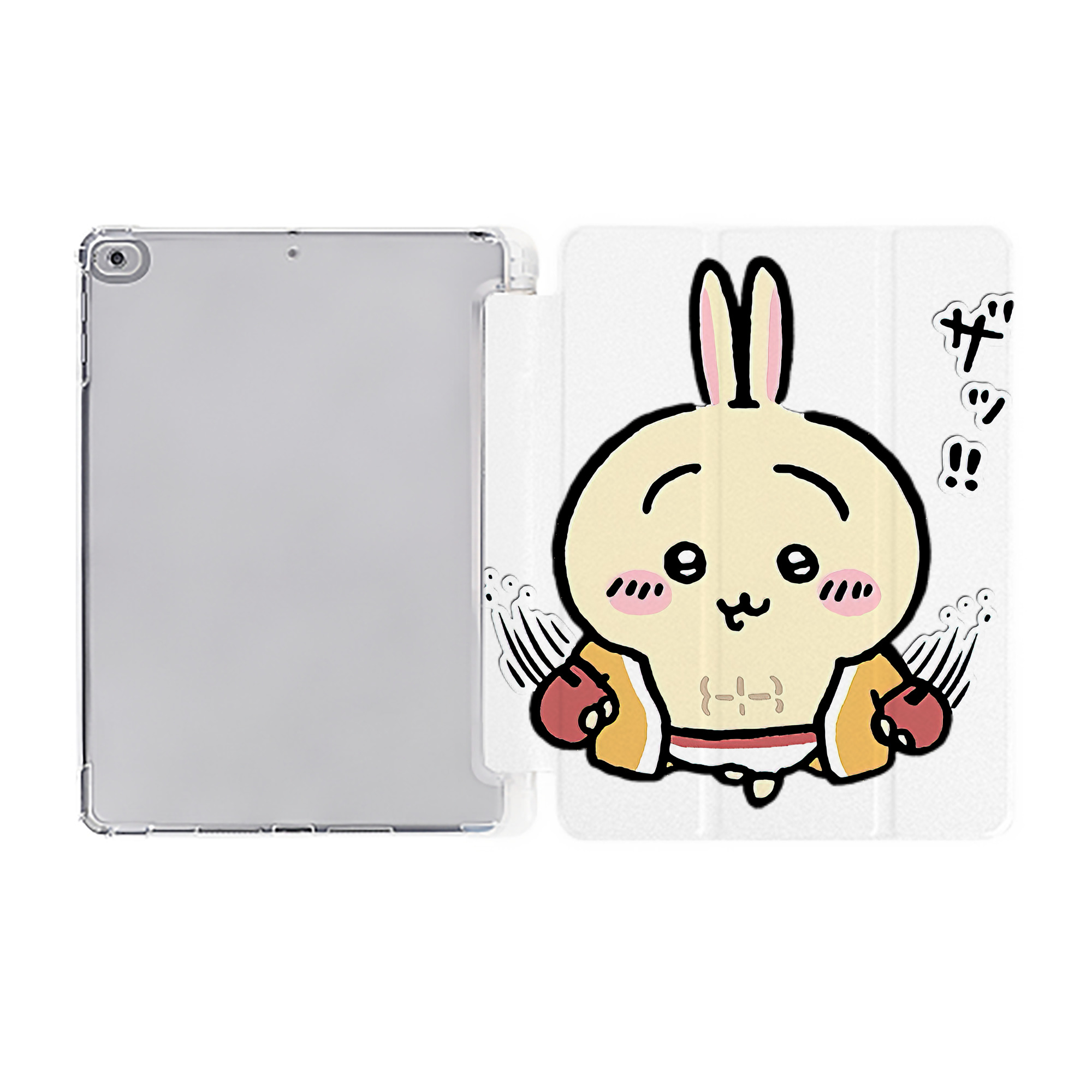 （画像用） ちいかわ うさぎ Chii-kawa usagi IPad ケース ペン収納付き 三つ折りスタンド PUレザー×シリコン 対応機種9.5/10.5/10.9インチ